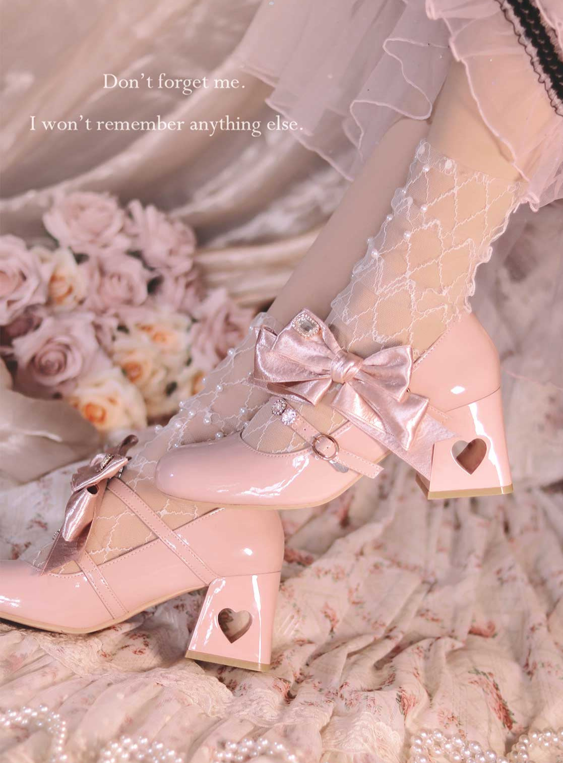 Ribbon Open Heart High Heel Lolita Shoes [jewel Ribbon/normal Ribbon]