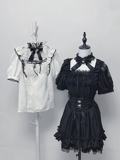 [pre-order] Lace Ribbon Shirt + Skirt