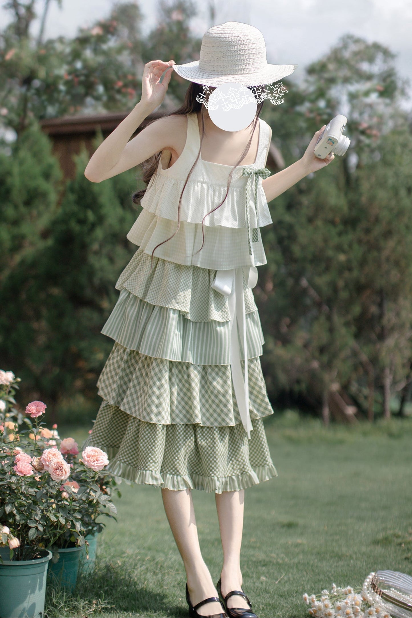 [pre-order] Tiered Ruffled Sleeveless Dress + Ribbon