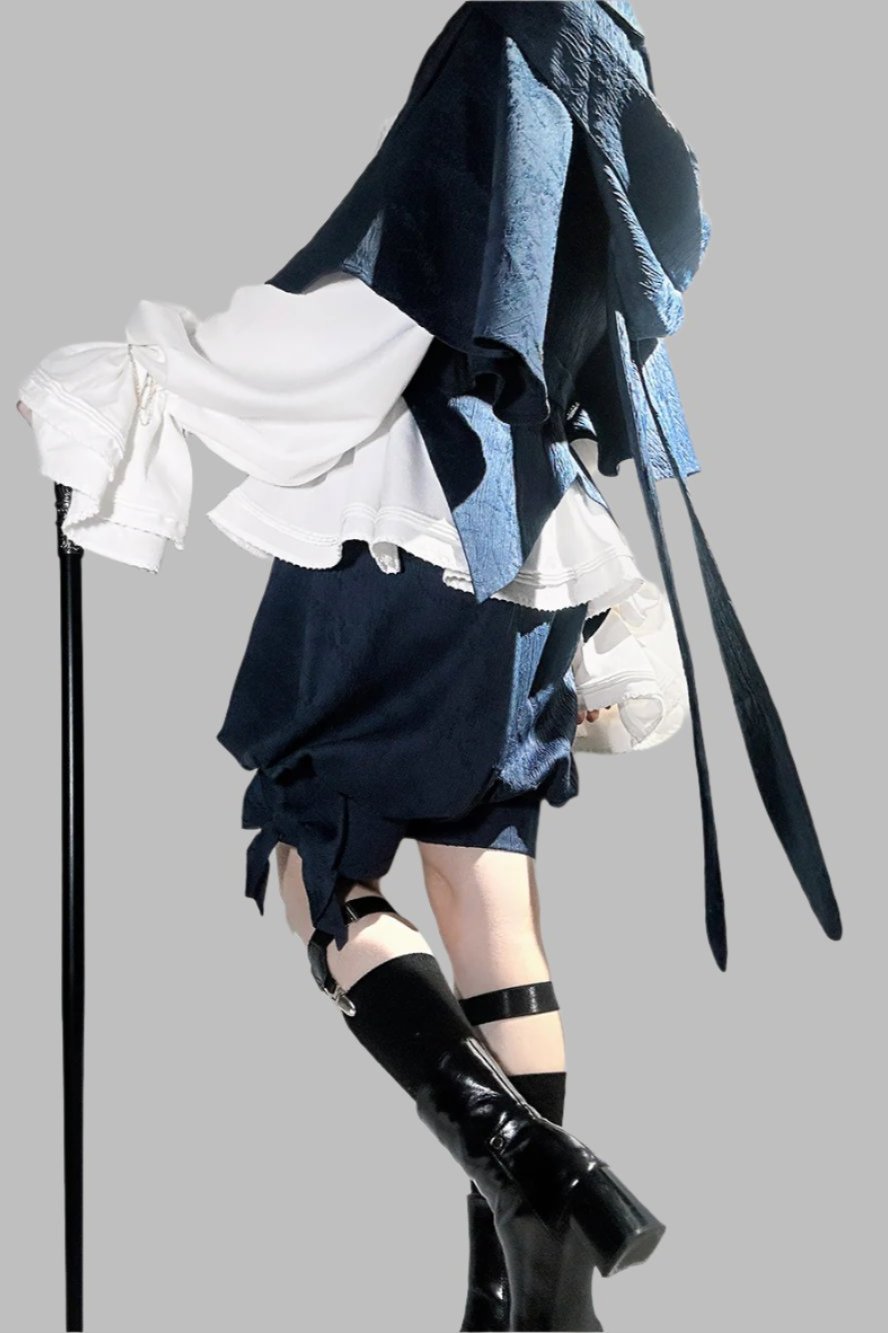 Sapphire Blue Bunny Ear Cape Jacket + Vest + Shorts