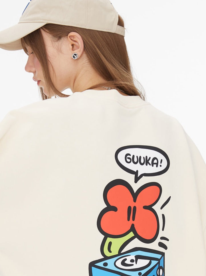 Cream Yellow Round Neck Sweatshirt + Side Design Pants