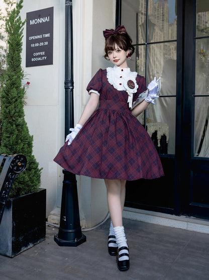 Retro Girl Plaid Lolita Dress