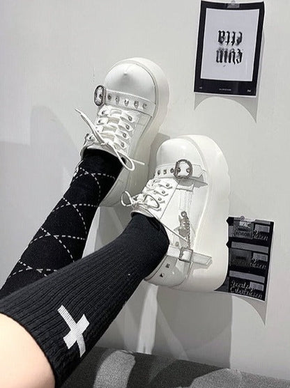 Round Toe Lolita Cool Punk Shoes