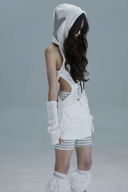 Sleeveless Hoodie Zip Dress