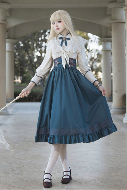 [pre-order] Retro Lolita Classic Blouse Skirt Shawl Suit