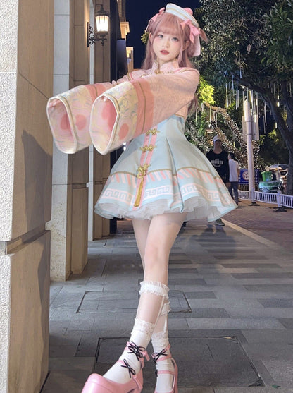 [pre-order] Little Jiangshi Pink Lolita Sweet Dress + Jacket + Hat + Ribbon