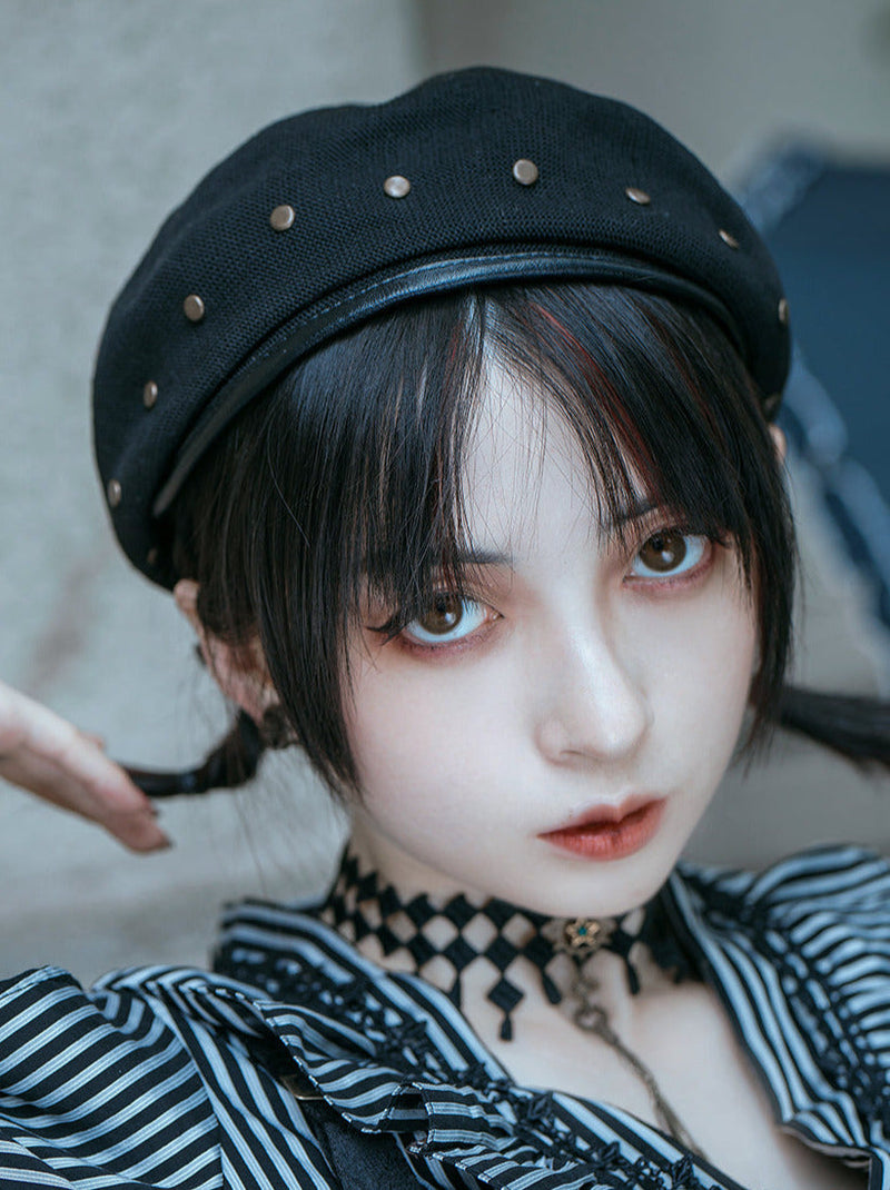 Steam Black Rivet Beret