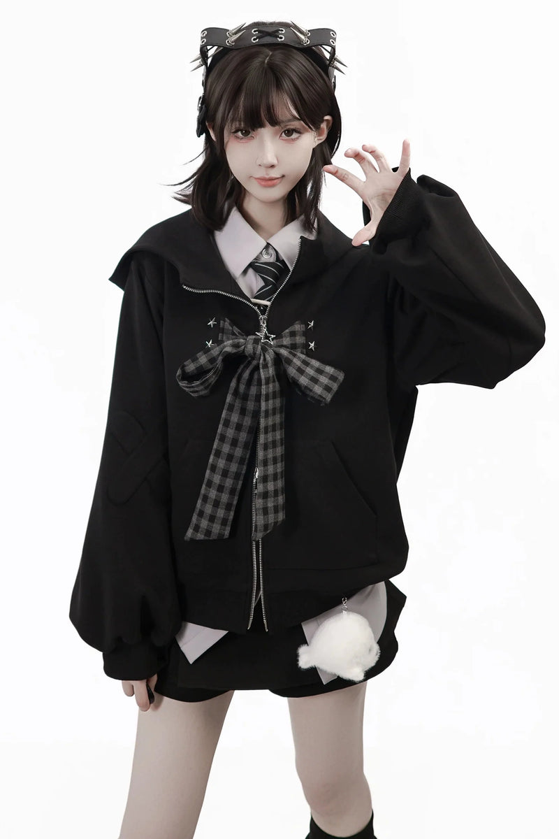 Nautical Log Hooded Jacket + Loose Shirt + Pants + Culottes + Tie + Leg Warmers