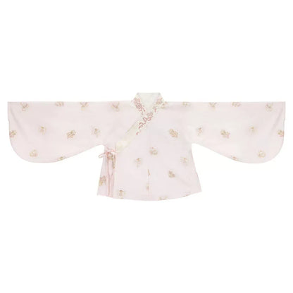 Chinese-style Pastel Top + Apron + Bow + Necklace + Brooch + Hair Accessories