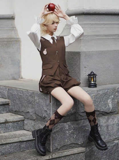 Detective Boy Vest + Ruffle Blouse + Balloon Pants
