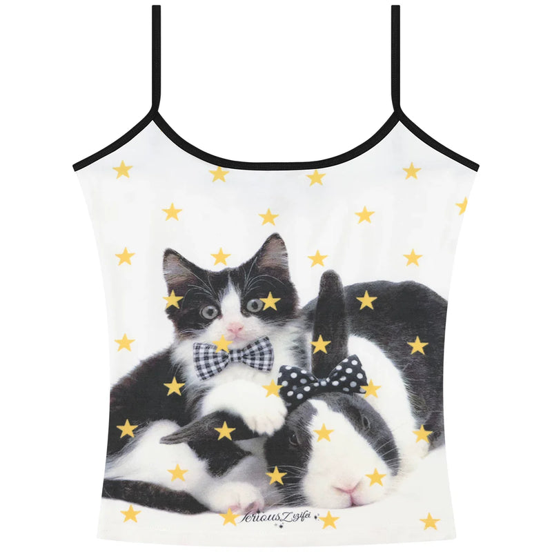Bow Tie Cat Print Camisole