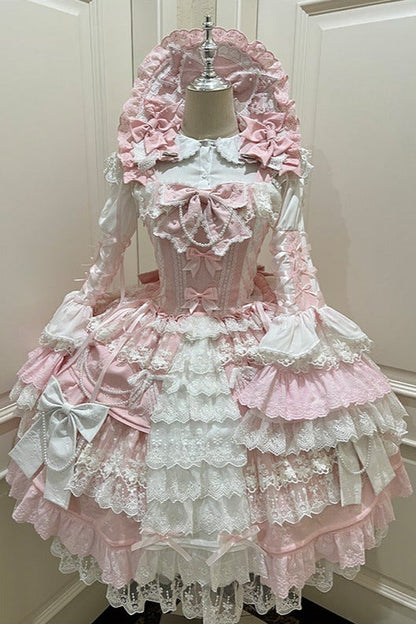 [pre-order] Peach Rabbit Antique Doll Lolita Dress Set