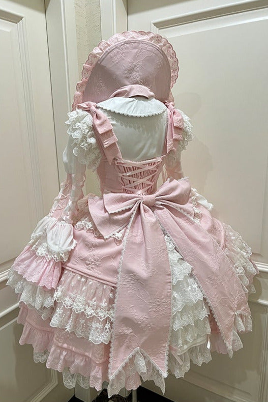 [pre-order] Peach Rabbit Antique Doll Lolita Dress Set