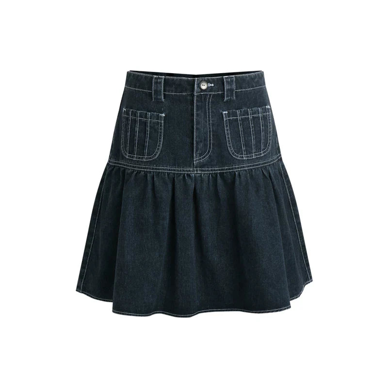 Pleated Denim Jacket + Skirt