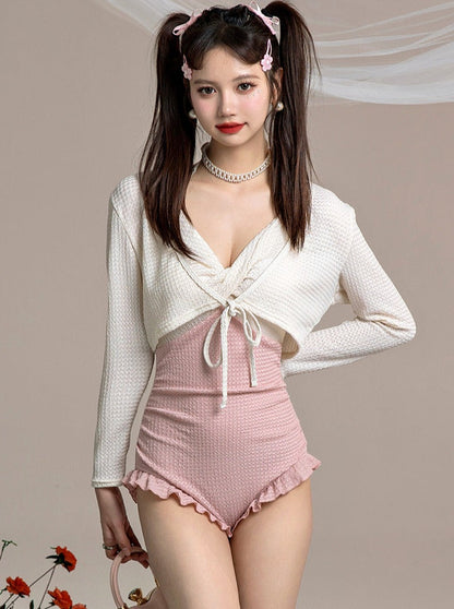Waffle Sweet Peach All-in One Swimsuit