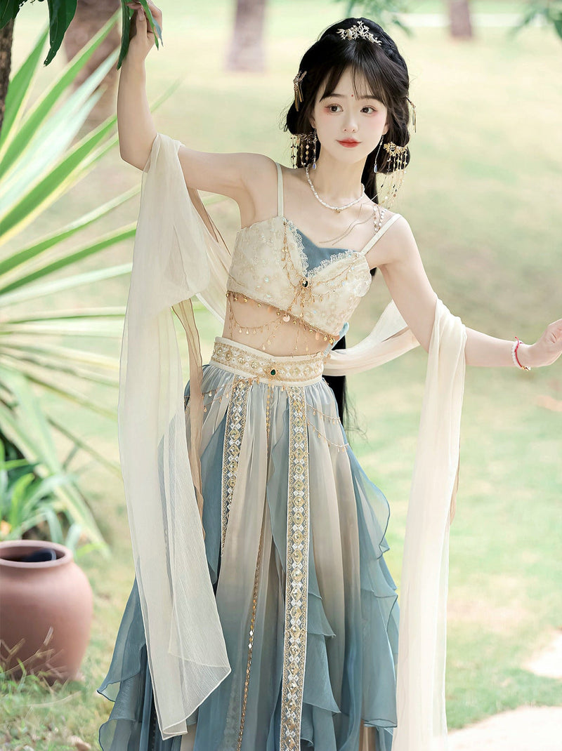 Arabian Night Chinese-style Exotic Top Skirt Veil Set