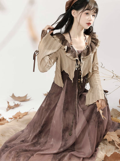 Style Camisole Dress + Ruffle Short Cardigan