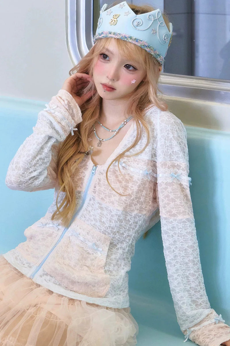 Fitted Lace Hooded Top