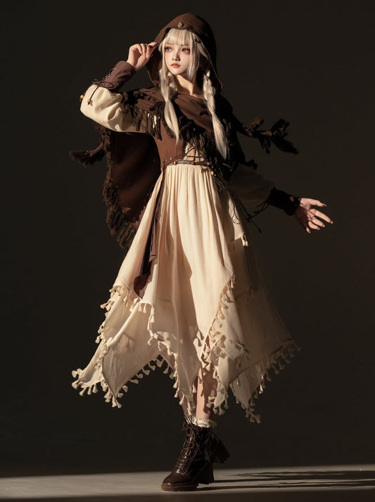 Exotic Style Dress + Vest + Cape