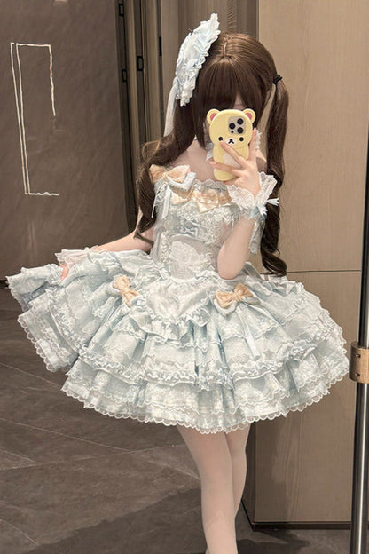 Tricolor Dark Gothic Ribbon Dress + Accessories