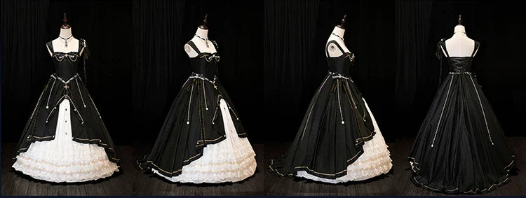 [pre-order Deadline: May 3] Black and White Corset Lace Ribbon Lolita Jsk Princess Dress + Complete Set