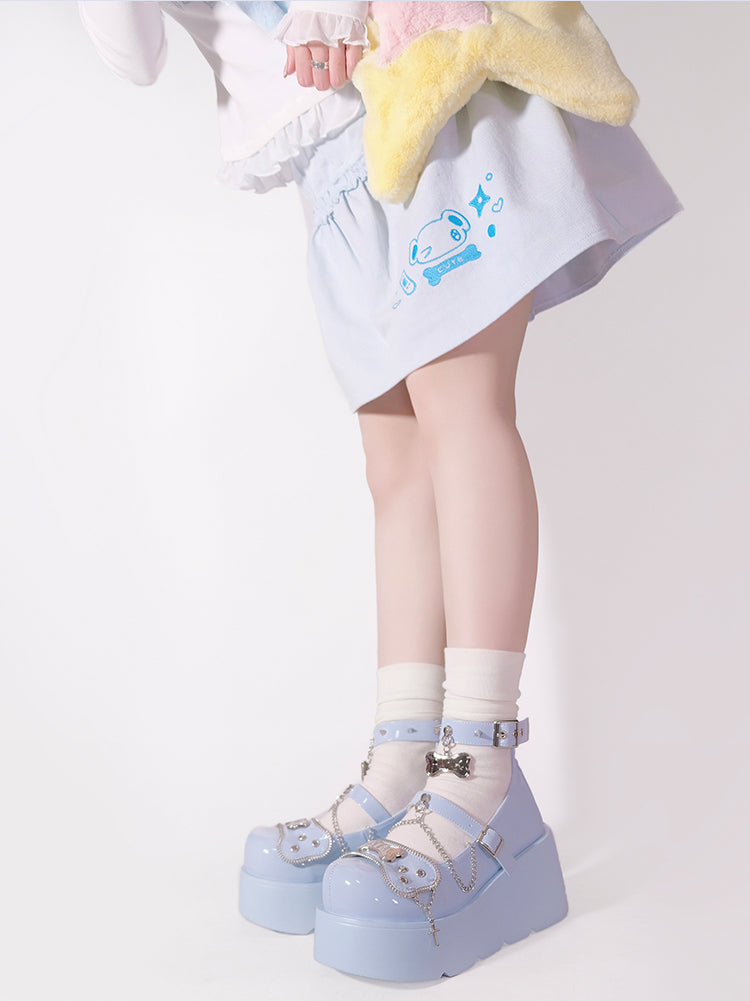 Punk Rivet Bone Millennium Platform Shoes