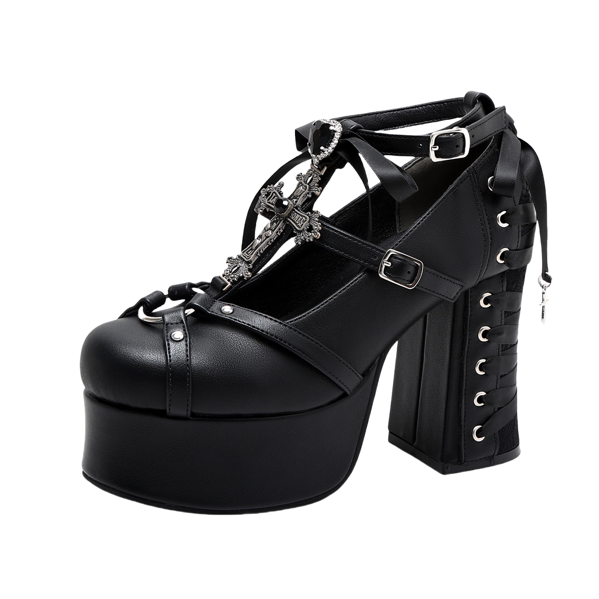 Cross Heart Strap Heels