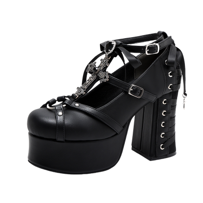Cross Heart Strap Heels