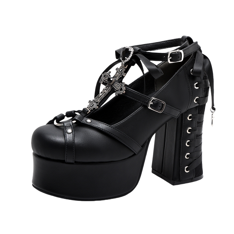 Cross Heart Strap Heels