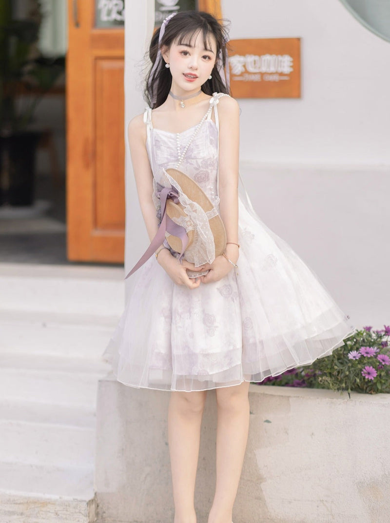 Sweet Purple Top + Flower Camisole Skirt