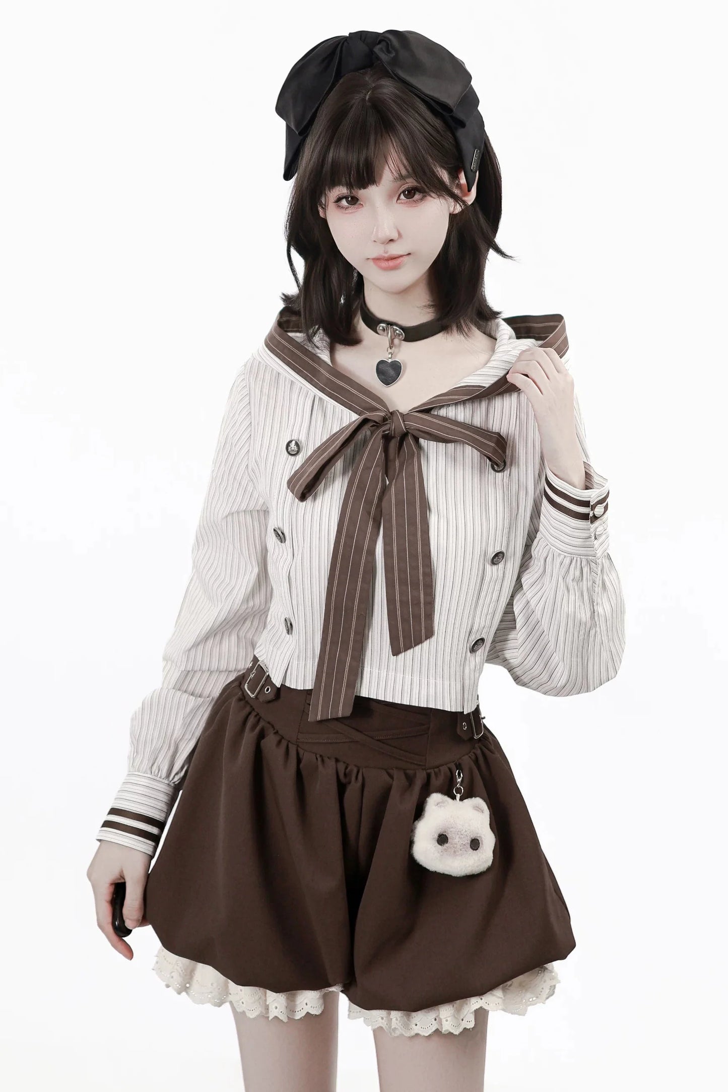 Hooded Top + Shirt + Skirt + Leg Warmers + Vest