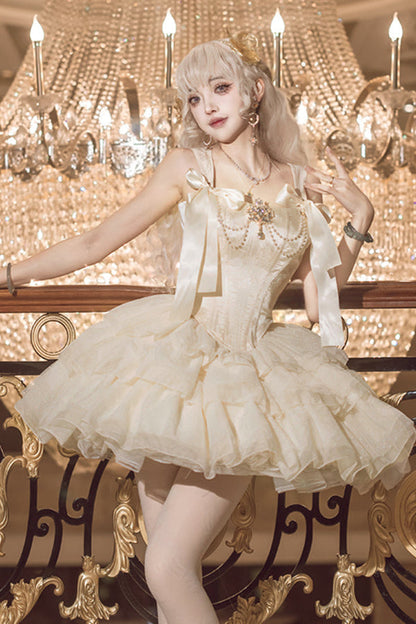 [pre-order] Champagne Gold Jacquard Waist French Ballet Tutu Set