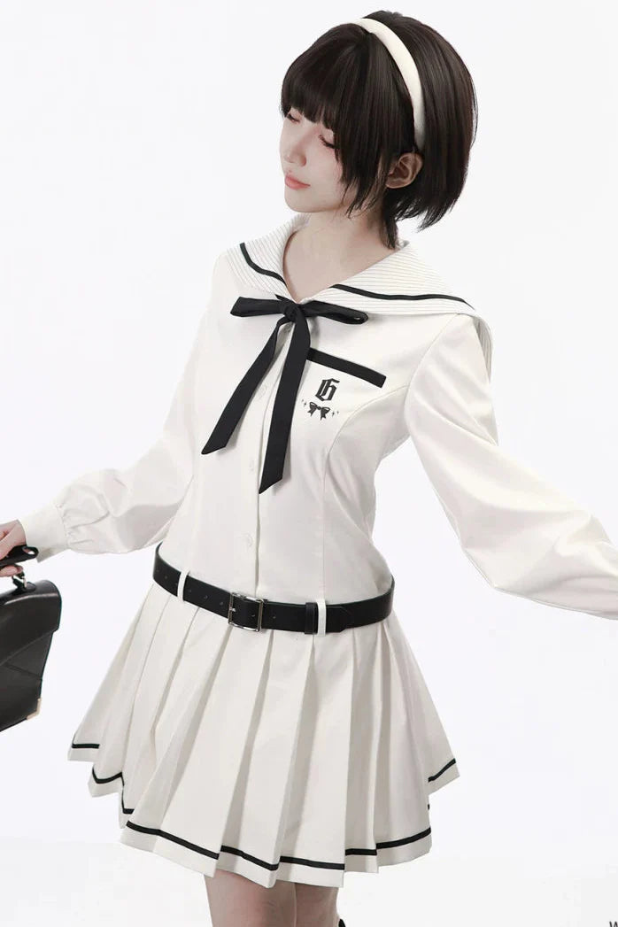 Monochrome Girl Sailor Dress + Shirt + Skirt + Bow Tie