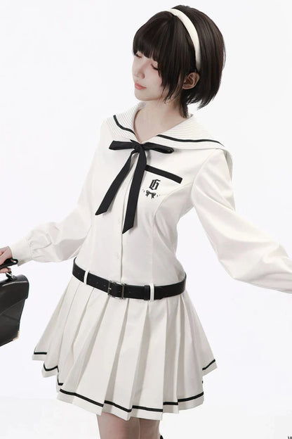 Monochrome Girl Sailor Dress + Shirt + Skirt + Bow Tie