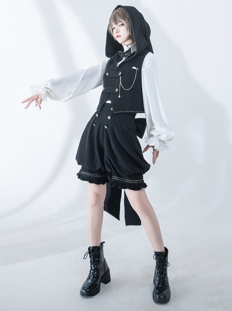 Dark Prince Hooded Cape + Rabbit Hooded Vest + Pumpkin Pants + Ruffle Shirt + Big Waist Ribbon [pre-order]