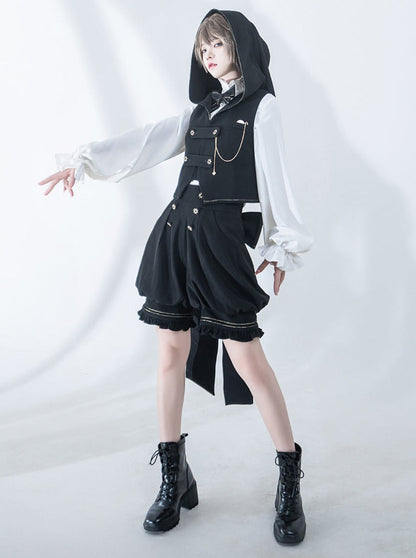 Dark Prince Hooded Cape + Rabbit Hooded Vest + Pumpkin Pants + Ruffle Shirt + Big Waist Ribbon [pre-order]