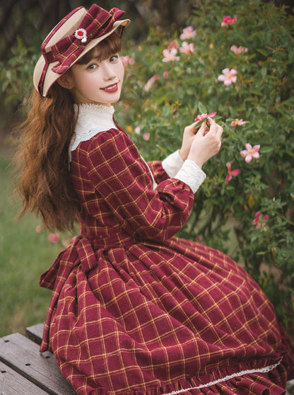 Retro Girl Volume Check Lolita Dress [pre-order]