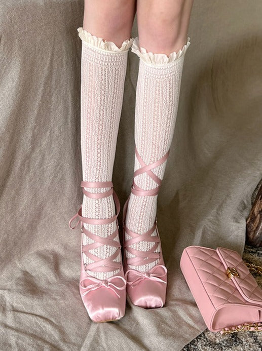 French Pink Cross Strap Shoes