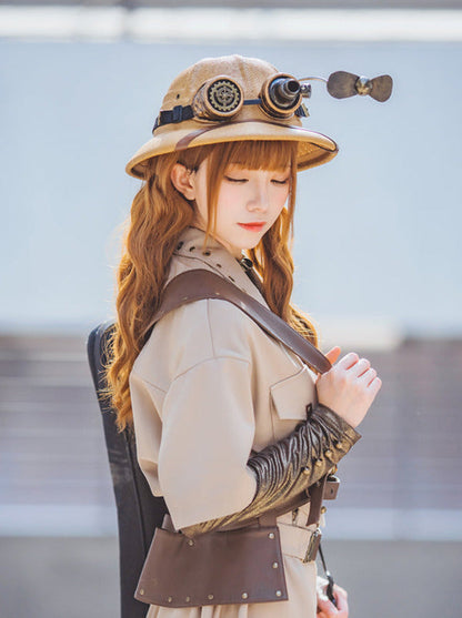 Steampunk Explorer Straw Helmet Retro Sun Visor Adventure Cap
