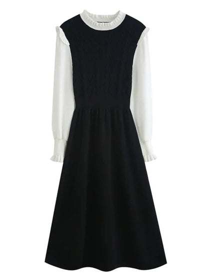 Retro Ruffle Collar French Dress