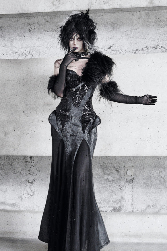[pre-order] Snake Eyeshadow Dark Mode Dress + Mesh Gloves