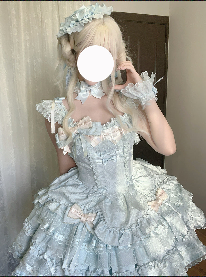 Tricolor Dark Gothic Ribbon Dress + Accessories