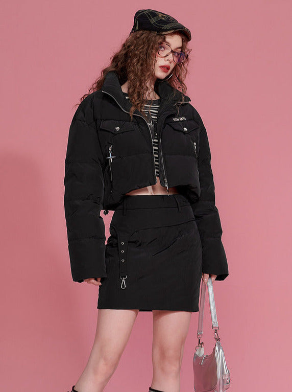 Duck Down Short Jacket + Skirt Set