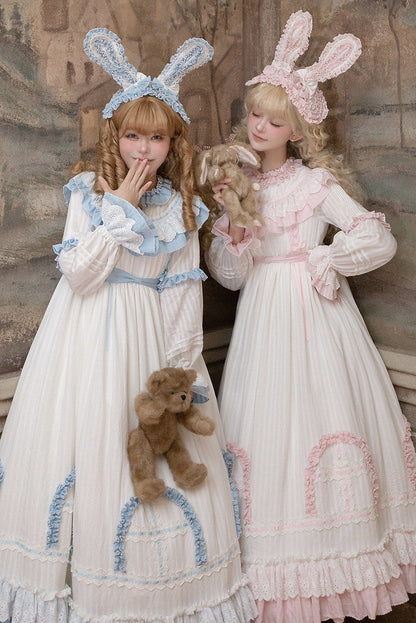 Rabbit Twin Pink Lolita Dress + Rabbit Headband