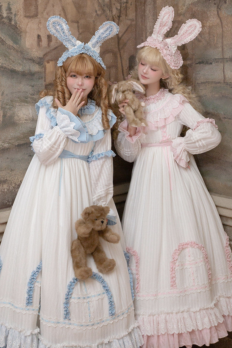 Rabbit Twin Pink Lolita Dress + Rabbit Headband