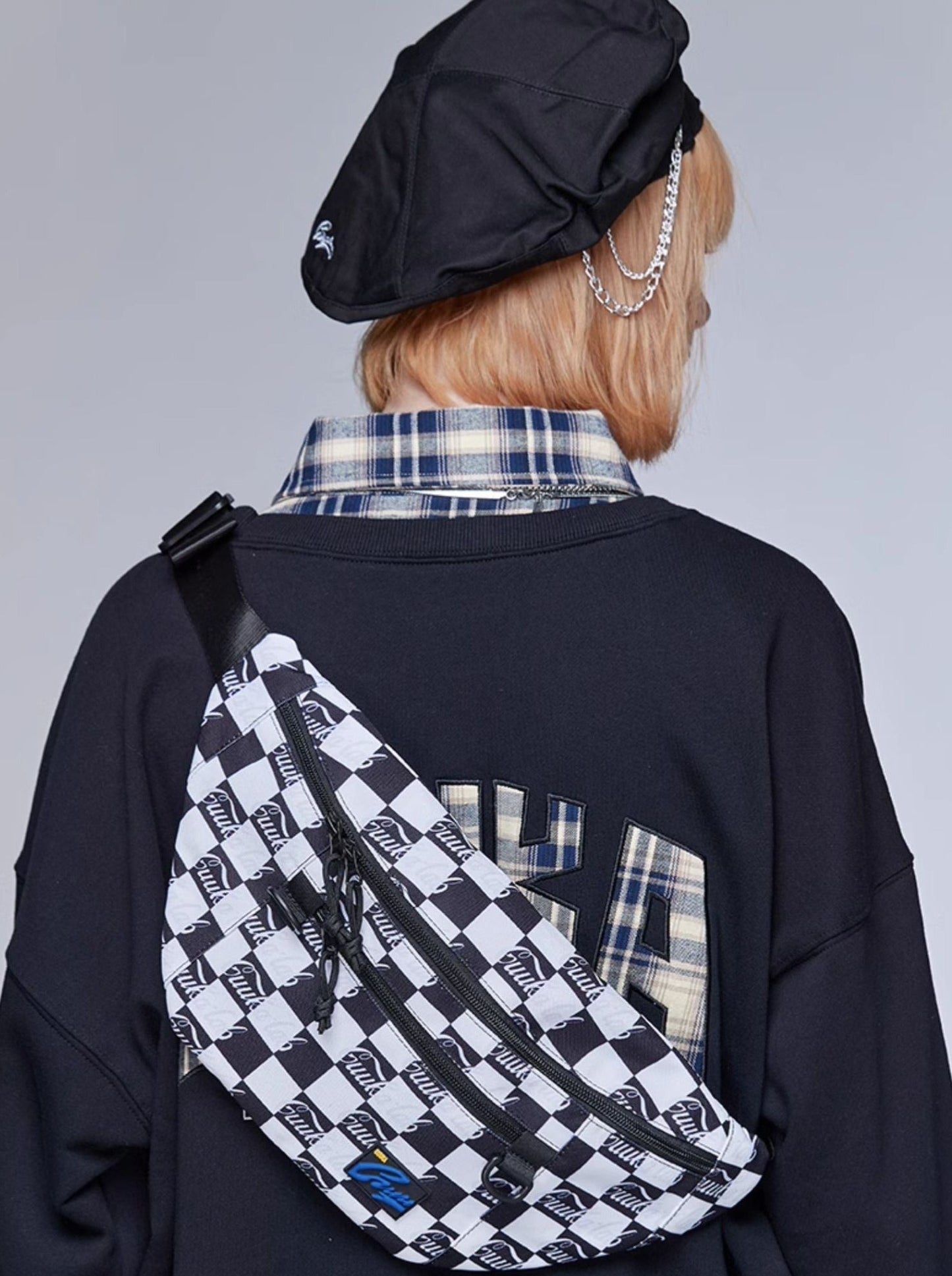 Block Plaid Crossbody Bag