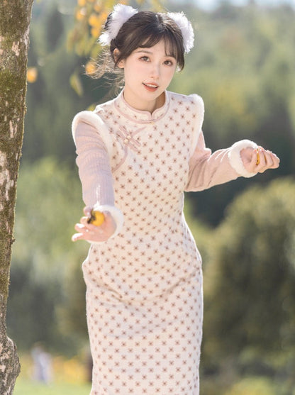 Pastel Sweet Retro Flower Chinese-style Dress