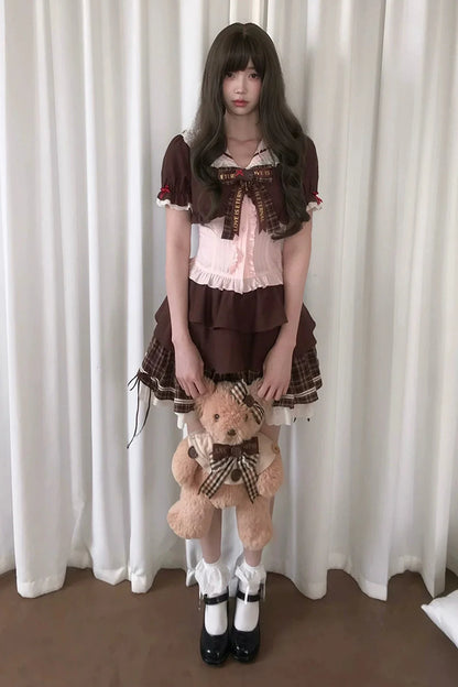 Strawberry Cocoa Doll Collar Top + Skirt