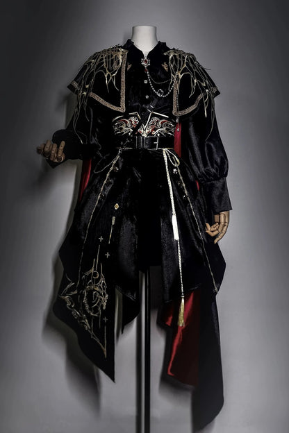 [pre-order] Dark Fantasy Embroidery Cape + Shirt + Corset Train + Pants/skirt Complete Set + Full Set