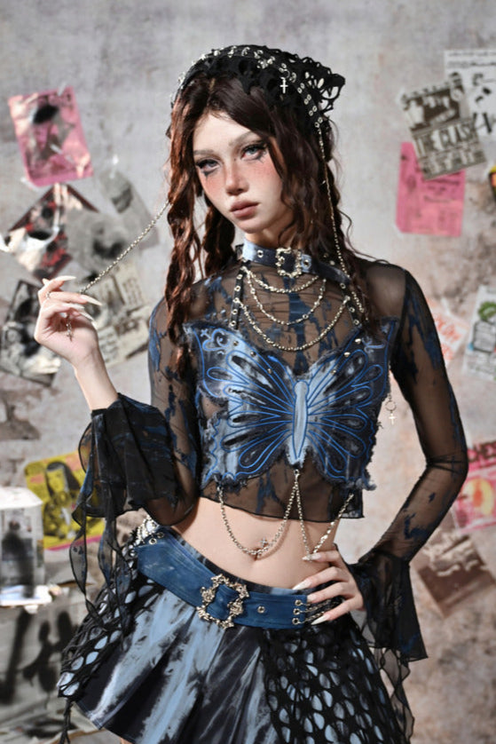 [pre-order] Virtual Sheer Top + Chain Butterfly Tube Top